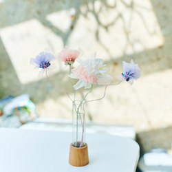 自由に曲げて空間にとける咲き編みの花｜小さいカーネーション｜ブルー 4枚目の画像