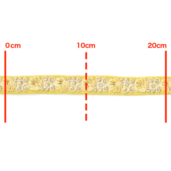 [ 547 ] 黄色 イエロー 花柄 幅:2cm インド刺繍 リボン 3枚目の画像