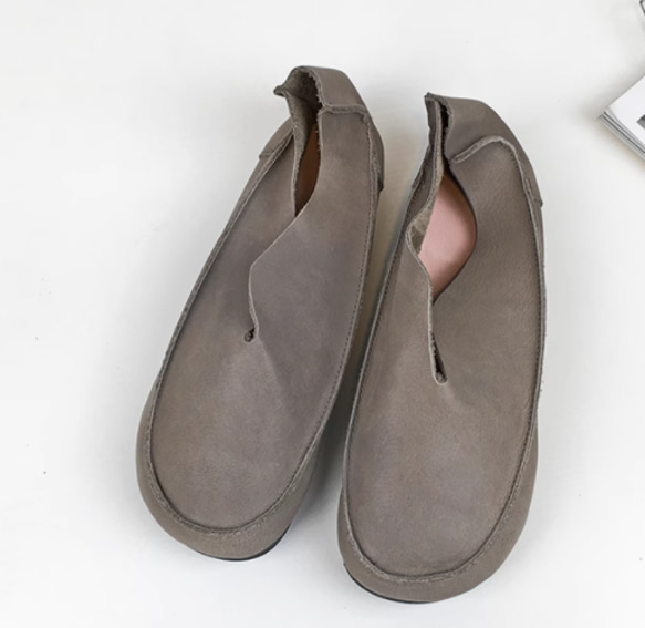 手作りの靴 パンプス　母の日　本革 カジュアルフラットシューズ レディース靴 履きやすい 12枚目の画像