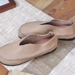 手作りの靴 パンプス　母の日　本革 カジュアルフラットシューズ レディース靴 履きやすい 4枚目の画像