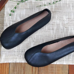 手作りの靴 母の日　パンプス　本革 カジュアルフラットシューズ レディース靴 履きやすい 5枚目の画像