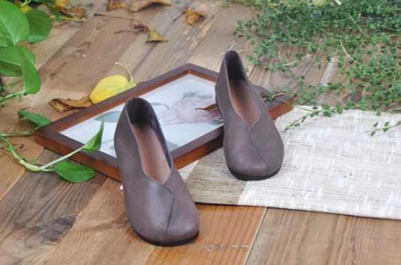 手作りの靴 母の日　パンプス　本革 カジュアルフラットシューズ レディース靴 履きやすい 9枚目の画像