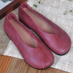 手作りの靴 母の日　パンプス　本革 カジュアルフラットシューズ レディース靴 履きやすい 11枚目の画像