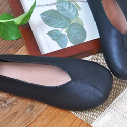 手作りの靴 母の日　パンプス　本革 カジュアルフラットシューズ レディース靴 履きやすい 4枚目の画像