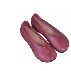 手作りの靴 母の日　パンプス　本革 カジュアルフラットシューズ レディース靴 履きやすい 3枚目の画像