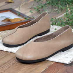 手作りの靴 母の日　パンプス　本革 カジュアルフラットシューズ レディース靴 履きやすい 8枚目の画像
