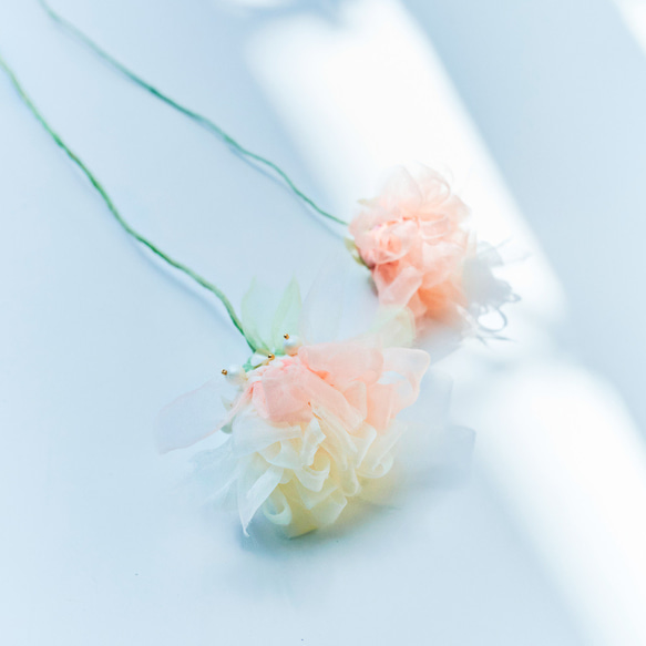 自由に曲げて空間にとける咲き編みの花｜大きいカーネーション｜ホワイト 5枚目の画像