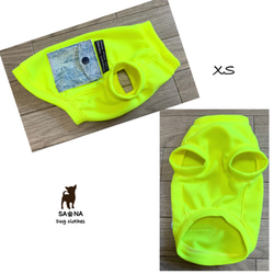 ハンドメイド犬服XS蛍光イエローシンプルフラップポケット 2枚目の画像
