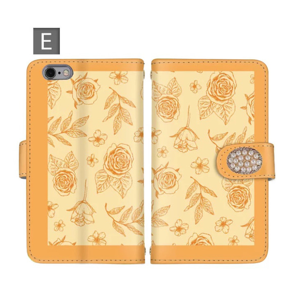 花柄 バラ 薔薇 パール ビジュー デコ スマホケース 手帳型 携帯カバー iPhoneケース モバイルケース かわいい 6枚目の画像