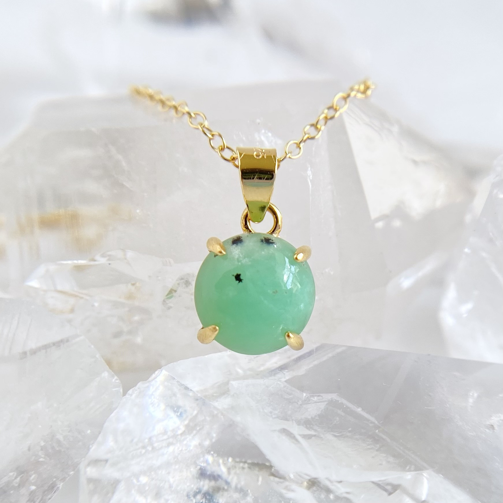 天然クリソプレーズ14kgfネックレス☆オーストラリア産原石から磨きました！