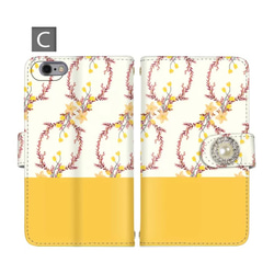 花柄 パール ビジュー スマホケース 手帳型 全機種対応 スマホカバー 携帯カバー iPhoneケース モバイルケース 4枚目の画像