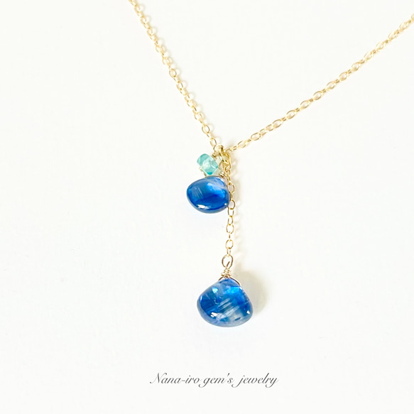 ＊1点もの＊14kgf kyanite × topaz necklace 7枚目の画像