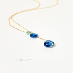 ＊1点もの＊14kgf kyanite × topaz necklace 3枚目の画像