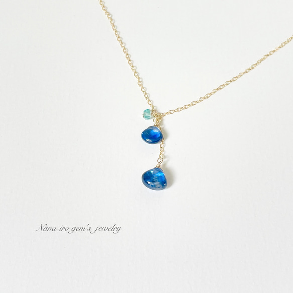 ＊1点もの＊14kgf kyanite × topaz necklace 8枚目の画像