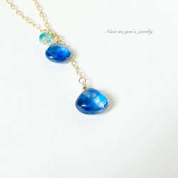 ＊1点もの＊14kgf kyanite × topaz necklace 5枚目の画像