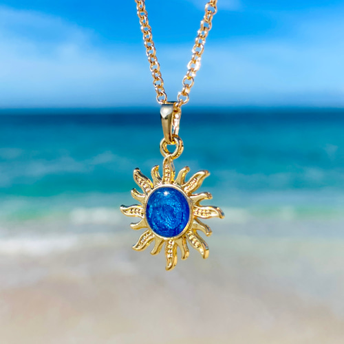 ゆあさま専用OKINAWAN JEWELRY ネックレス 青色 ネックレス Tida（太陽）ビーチジュエリー 青 ブルー パール