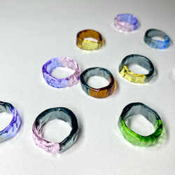 ガラスリング　〜 plat 〜　グレー　パープル　ブルー　ピンク　イエロー　5号 〜 18号　送料無料　ガラス　指輪 4枚目の画像