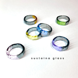 ガラスリング 〜 plat 〜 5号 〜 22号 グレー パープル ブルー ピンク