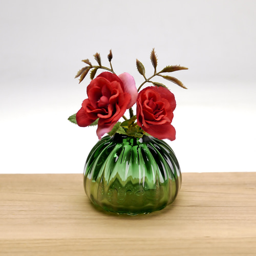 ドームナンシー かわいい一輪挿し 花器 花瓶 技法スフレ 被せガラス