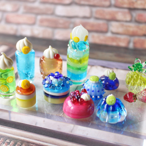 ガラスのミニチュアスイーツセット ☆ガラスのミニチュア喫茶店