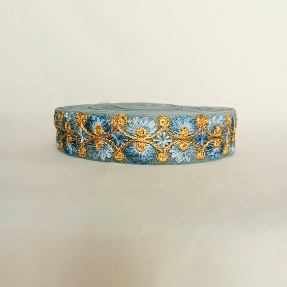 【50cm】【25mm幅】インド刺繍リボン　シンメトリー　フリンジリボン　テープ　ハンドメイド　手芸　R050 3枚目の画像