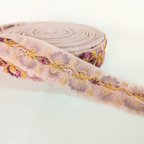 【50cm】【25mm幅】インド刺繍リボン　シンメトリー　フリンジリボン　テープ　ハンドメイド　手芸　R050 17枚目の画像