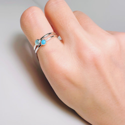 ターコイズとグランディディエライトのひとつぶリング《晴れやかブルー》 7枚目の画像