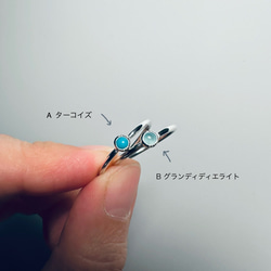 ターコイズとグランディディエライトのひとつぶリング《晴れやかブルー》 6枚目の画像