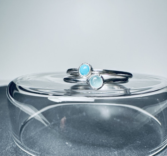 ターコイズとグランディディエライトのひとつぶリング《晴れやかブルー》 8枚目の画像