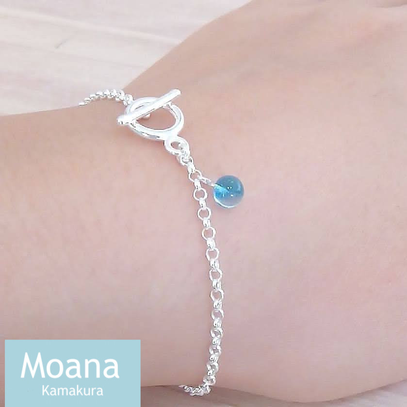 シンプルボールブレスレット　Crystal Aqua Blue