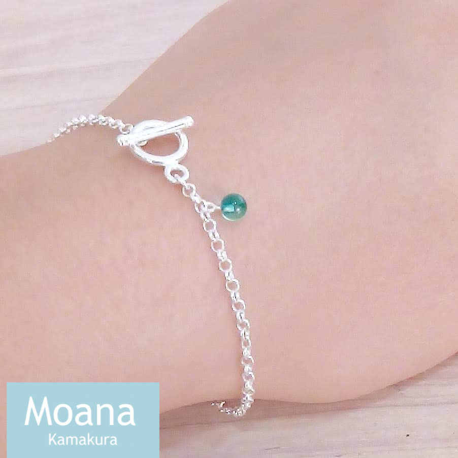 シンプルボールブレスレット　Crystal Emerald