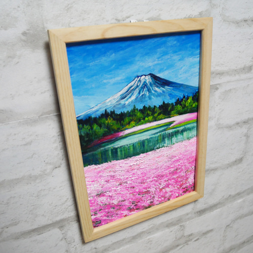 油絵 油彩 油彩画 絵画 絵 【桜の富士山】 油絵 絵画 【桜並木と富士山】 絵画 HR 通販 15414867｜Creema