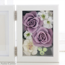 フォトフレーム＜タンドレス SSサイズ ＞薄紫色 プリザーブドフラワー 写真立て【お祝い】 2枚目の画像