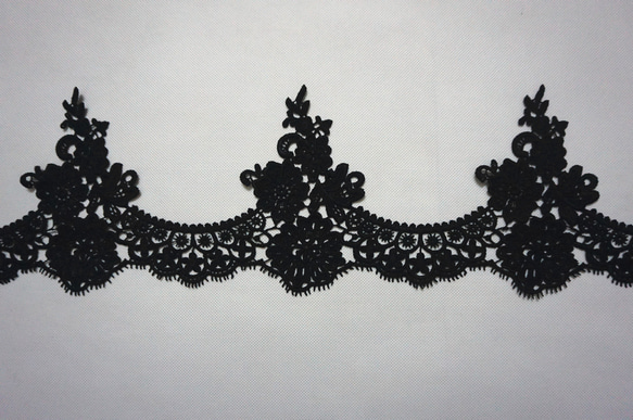 刺繍トリム　15cm*90cm ブラック 2枚目の画像
