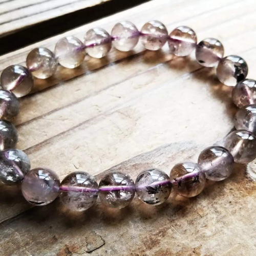 ◇カナダ産ブラックフェザーオーラライト23のブレスレット 8.9mm 8500