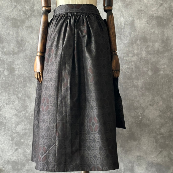 着物リメイクギャザースカート & スヌード〜四季で心地良い上質大島紬素材〜kimono remake skirt 6枚目の画像