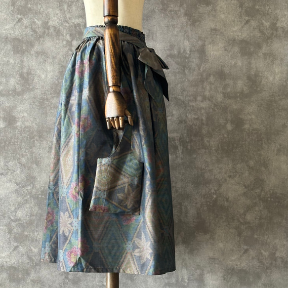 一点モノ】大島紬 着物リメイク ギャザー スカート & スヌ