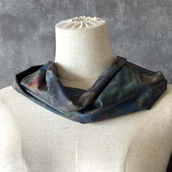 【一点モノ】大島紬 着物リメイク ギャザー スカート & スヌード 〜 四季 で心地良い 上質 絹 100% 〜 the of your 100% can it 一点モノ 大島紬 着物リメイク ギャザー スカート スヌード 四季 で心地良い 上質 made and single layer snood from Oshima Tsumugi elastic waist is You by around also It UV rays as measure against rubber