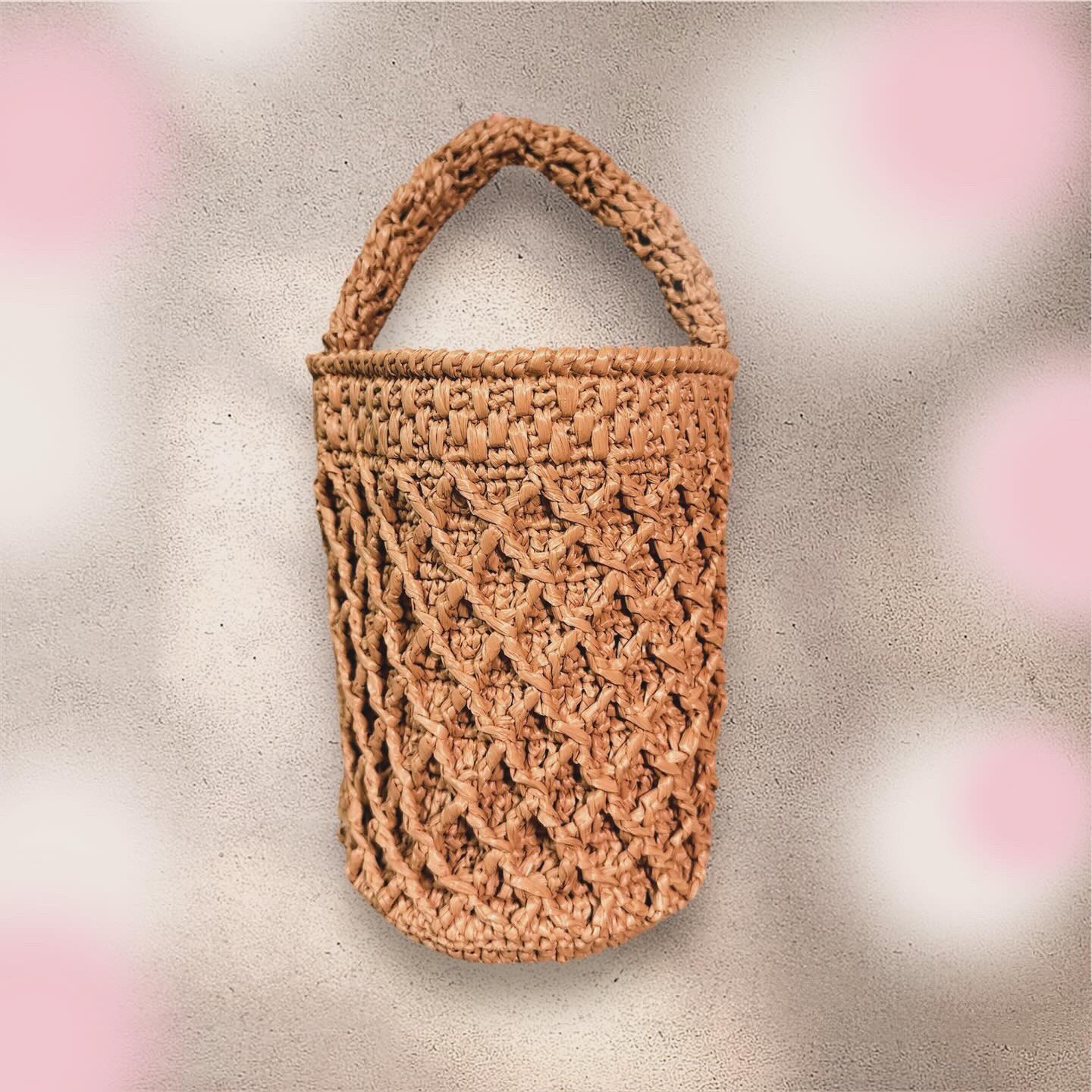 No.181(3)ラフィアで編んだバケツ型ミニバッグ
