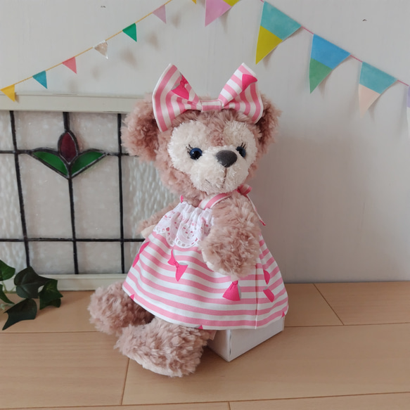 ハンドメイド★ピンク♡ドットワンピース&リボン★シェリーメぬいぐるみポーチ用 Amazon.co.jp: cushu cush ダッフィー シェリーメイ