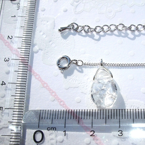 高品質☆クラック水晶極細ネックレス（本ロジウム仕上 2枚目の画像