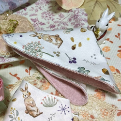 シーチング うさぎドングリ20/20 ハンカチ ウラ側おえらび