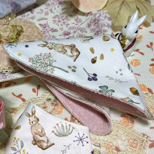 シーチング うさぎドングリ20/20 ハンカチ ウラ側おえらび