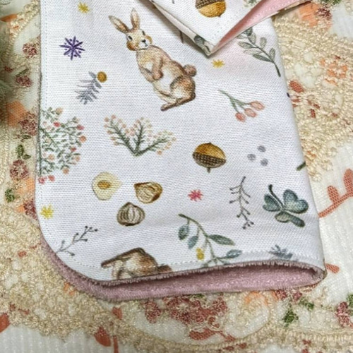 シーチング うさぎドングリ20/20 ハンカチ ウラ側おえらび