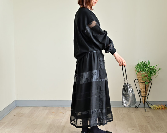 送料無料【セットアップ】趣のある３D花模様織り素材のトップス＆スカート♡ 8枚目の画像