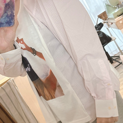 ◆リメイク　ピンクロングTシャツ◆ ストライプ　ピンク　ロンT 4枚目の画像