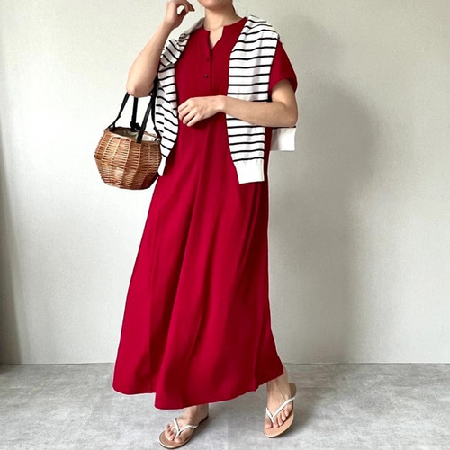 送料0.テロンと1枚で着れる 冷感夏生地の半袖ワンピース 細見え