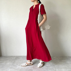 送料0.テロンと1枚で着れる 冷感夏生地の半袖ワンピース 細見え