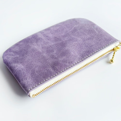 紫陽花カラー☆　軽くて柔らか　馬革のミニポーチ　（ミニ財布）　バッグインバッグ　 3枚目の画像