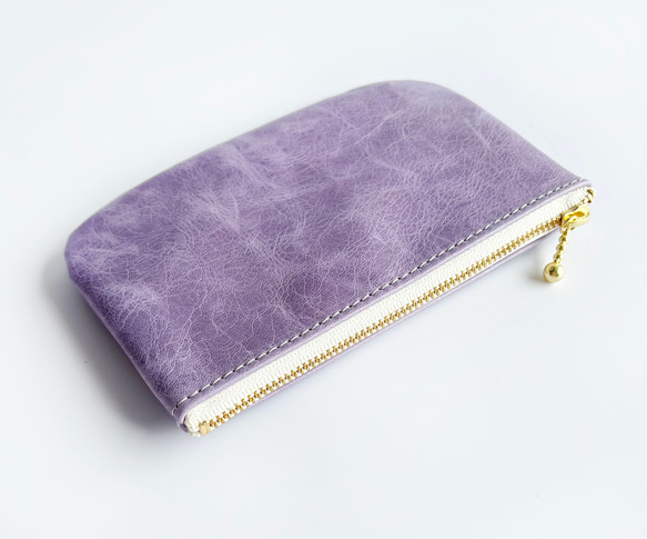 紫陽花カラー☆　軽くて柔らか　馬革のミニポーチ　（ミニ財布）　バッグインバッグ　 3枚目の画像